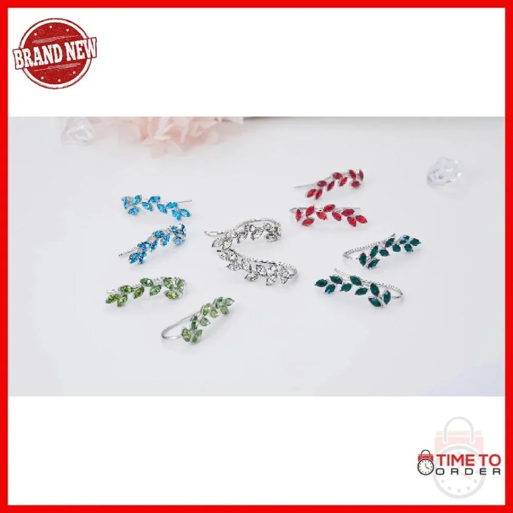 Sterling Silver Ear Climbers with Austrian Crystals, Hypoallergenic